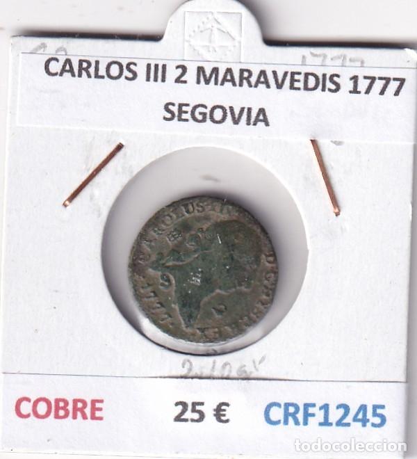 Coins of Spain: CRF1245 MONEDA ESPA&Ntilde;A CARLOS III 2 MARAVEDIS 1777 SEGOVIA COBRE