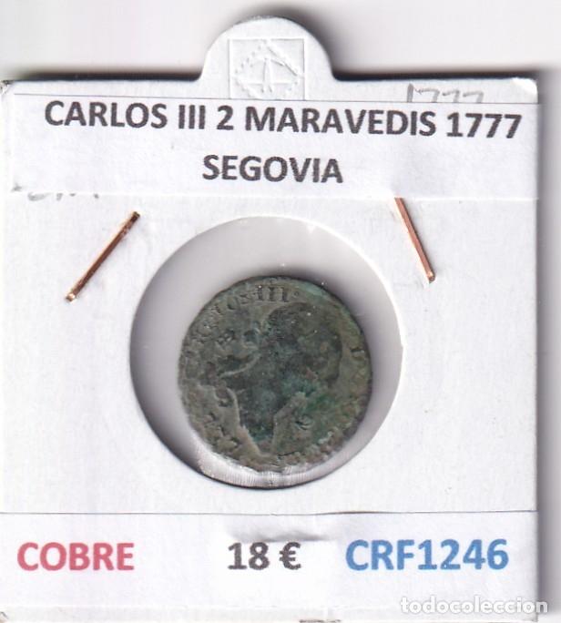 Coins of Spain: CRF1246 MONEDA ESPA&Ntilde;A CARLOS III 2 MARAVEDIS 1777 SEGOVIA COBRE
