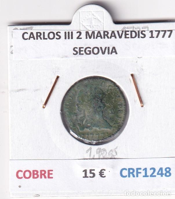 Coins of Spain: CRF1248 MONEDA ESPA&Ntilde;A CARLOS III 2 MARAVEDIS 1777 SEGOVIA COBRE