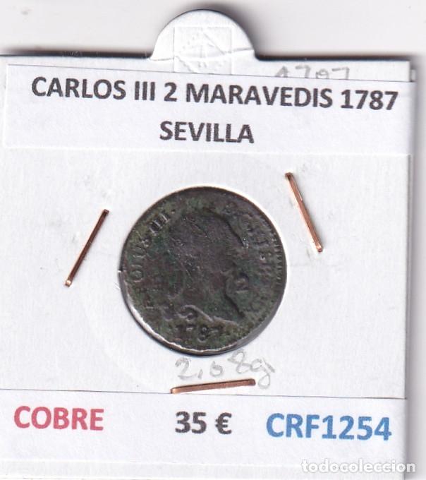 Coins of Spain: CRF1254 MONEDA ESPA&Ntilde;A CARLOS III 2 MARAVEDIS 1787 SEVILLA COBRE