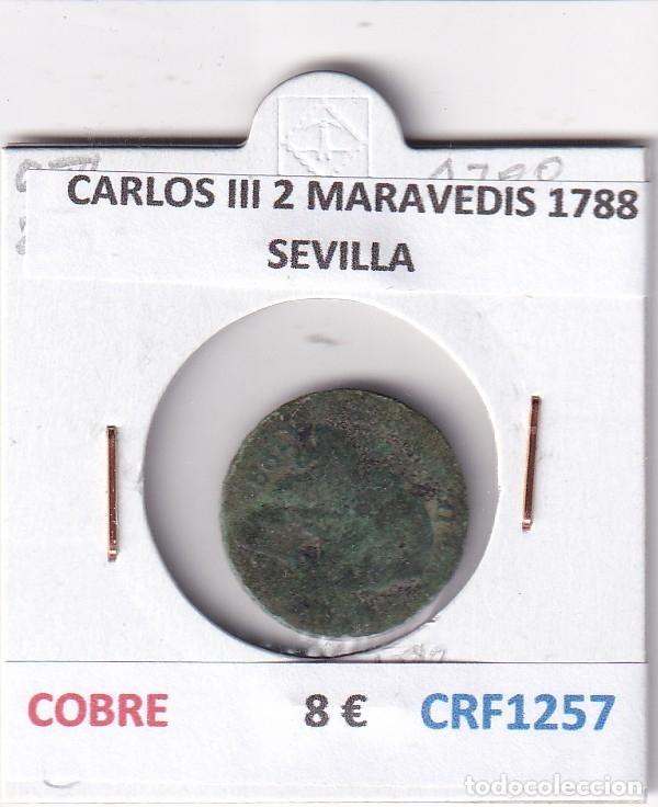 Coins of Spain: CRF1257 MONEDA ESPA&Ntilde;A CARLOS III 2 MARAVEDIS 1788 SEVILLA COBRE