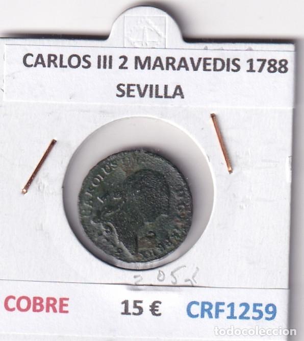 Moedas de Espanha: CRF1259 MONEDA ESPA&Ntilde;A CARLOS III 2 MARAVEDIS 1788 SEVILLA COBRE