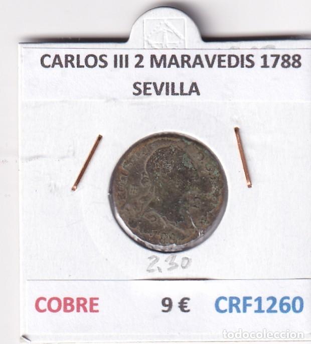 Moedas de Espanha: CRF1260 MONEDA ESPA&Ntilde;A CARLOS III 2 MARAVEDIS 1788 SEVILLA COBRE