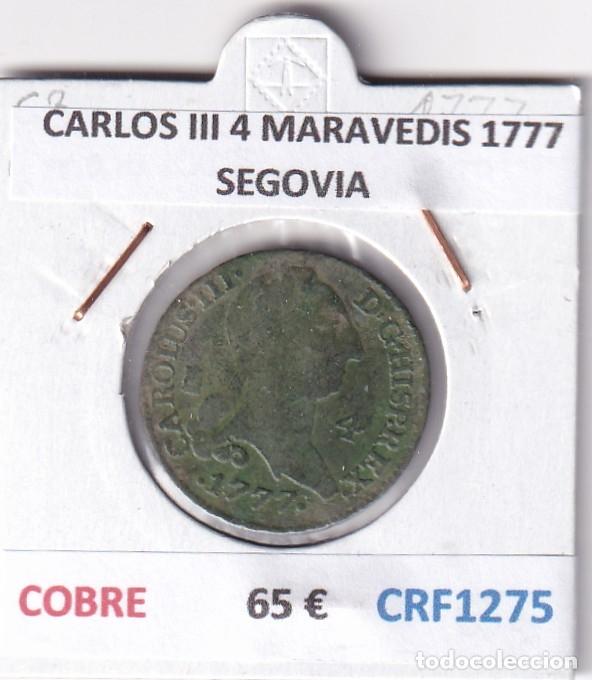 Moedas de Espanha: CRF1275 MONEDA ESPA&Ntilde;A CARLOS III 4 MARAVEDIS 1777 SEGOVIA COBRE