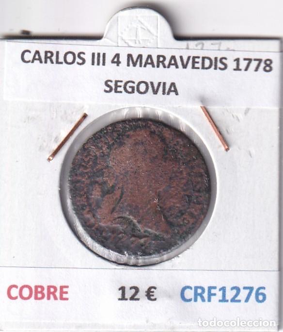 Moedas de Espanha: CRF1276 MONEDA ESPA&Ntilde;A CARLOS III 4 MARAVEDIS 1778 SEGOVIA COBRE