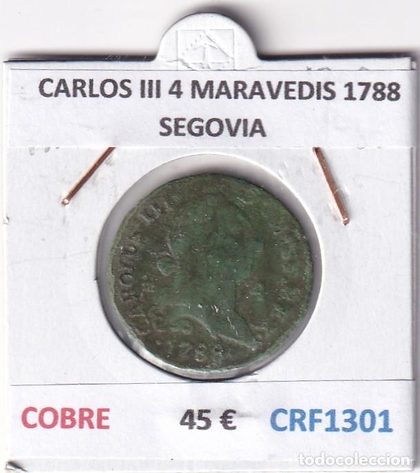 Coins of Spain: CRF1301 MONEDA ESPA&Ntilde;A CARLOS III 4 MARAVEDIS 1788 SEGOVIA COBRE