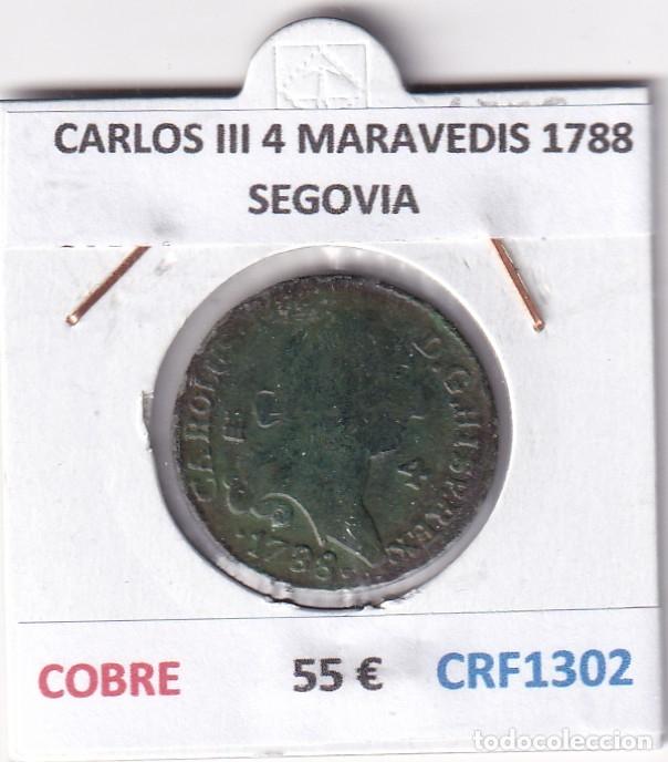 Coins of Spain: CRF1302 MONEDA ESPA&Ntilde;A CARLOS III 4 MARAVEDIS 1788 SEGOVIA COBRE