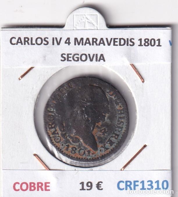 Moedas de Espanha: CRF1310 MONEDA ESPA&Ntilde;A CARLOS IV 4 MARAVEDIS 1801 SEGOVIA COBRE