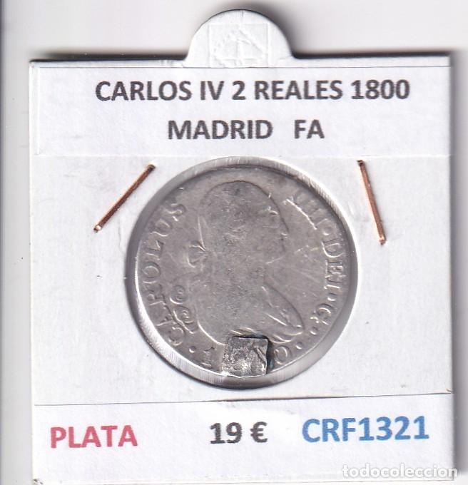 Moedas de Espanha: CRF1321 MONEDA ESPA&Ntilde;A CARLOS IV 2 REALES 1800 MADRID PLATA ENSAYADOR FA