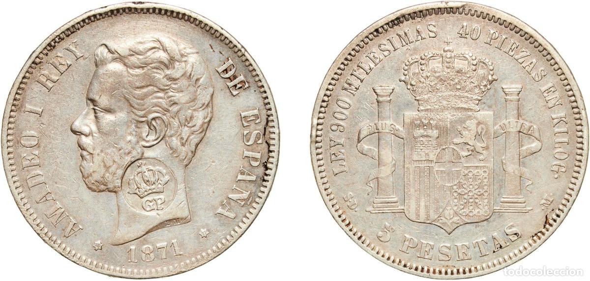 Monedas de Espa&ntilde;a: Portugal Azores 1887 1200 Reis - Luiz I (countermarked issue with fake stamp on 5 pesetas 1871 *18-