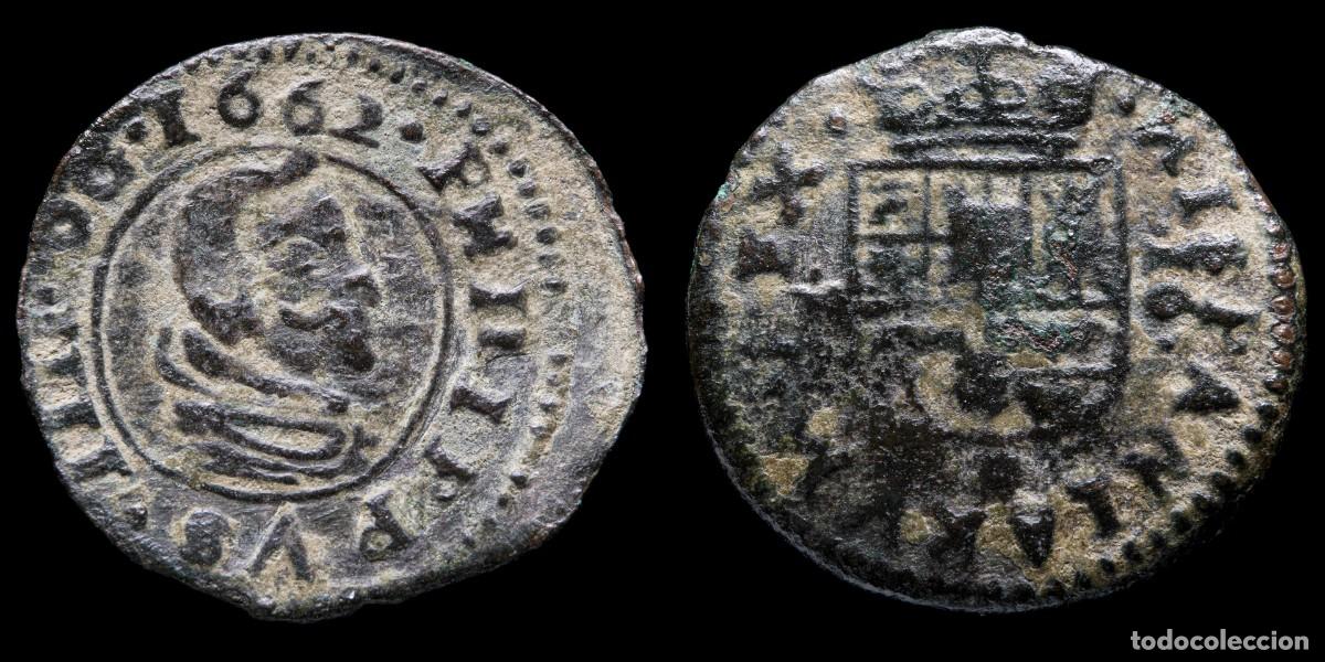 Monedas de Espa&ntilde;a: 1662, 16 Maravedis Philips IV, Trujillo Mint - 25 mm / 3,81 gr.