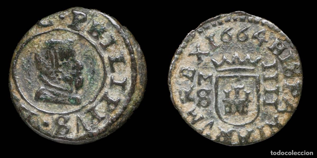 Monedas de Espa&ntilde;a: 1664, 4 Maravedis Philips IV, Madrid Mint - 15 mm / 1,01 gr.