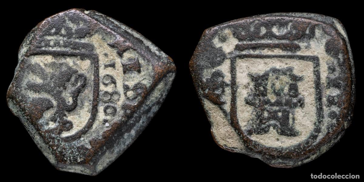 Monedas de Espa&ntilde;a: 1680, 2 Maravedis Charles II, Madrid Mint - 19 mm / 5,55 gr.