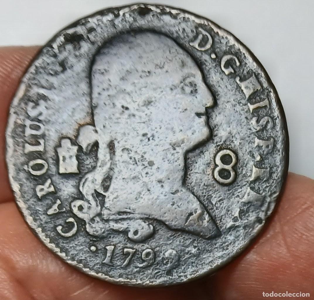 M&uuml;nzen von Spanien: CARLOS IIII 8 MARAVEDIS 1799 DE SEGOVIA, ENV&Iacute;O CORREO ORDINARIO 1,75 &euro;. CERTIFICADO 5,75.