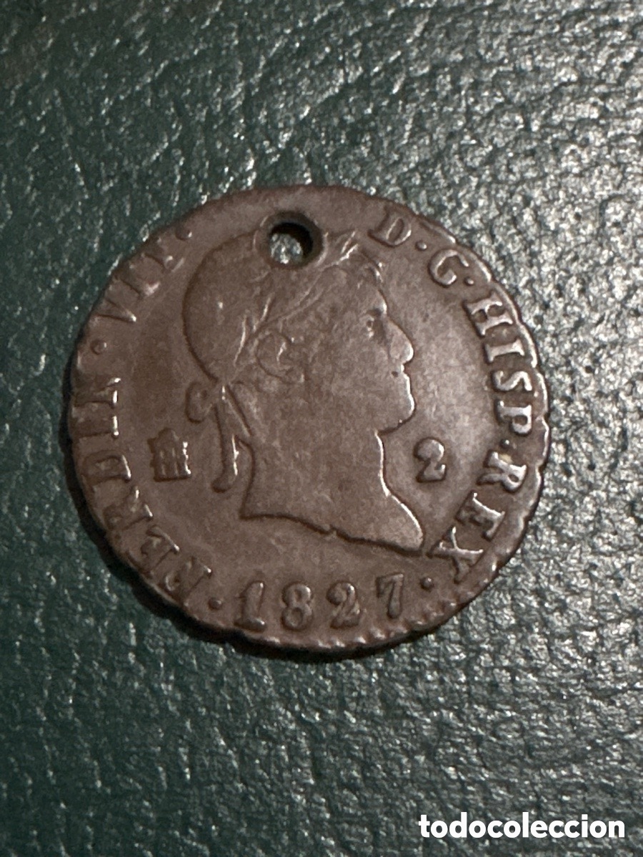 Moedas de Espanha: Moneda 2 maraved&iacute;s 1827, Segovia, Fernando VII (A1)