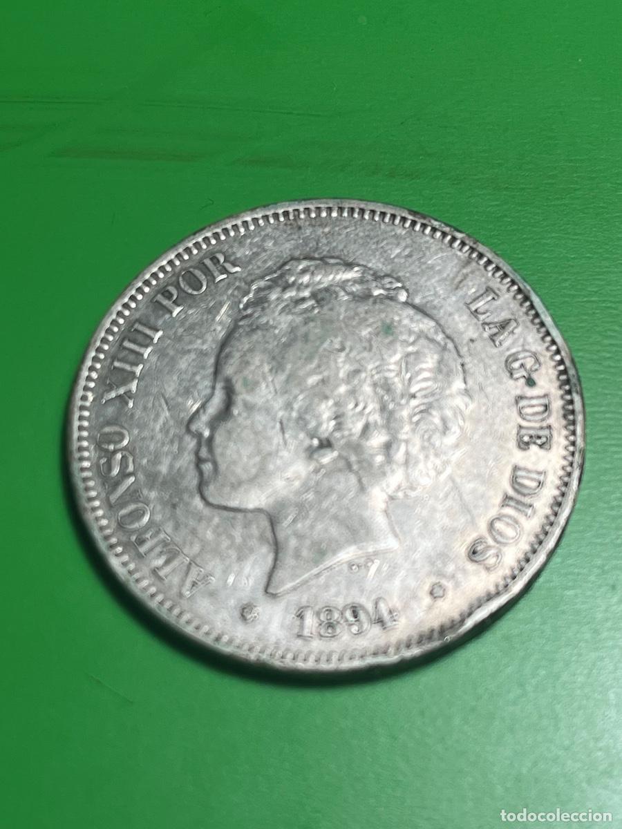 Monedas de Espa&ntilde;a: 1894, Alfonso XIII. 5 pesetas de plata.