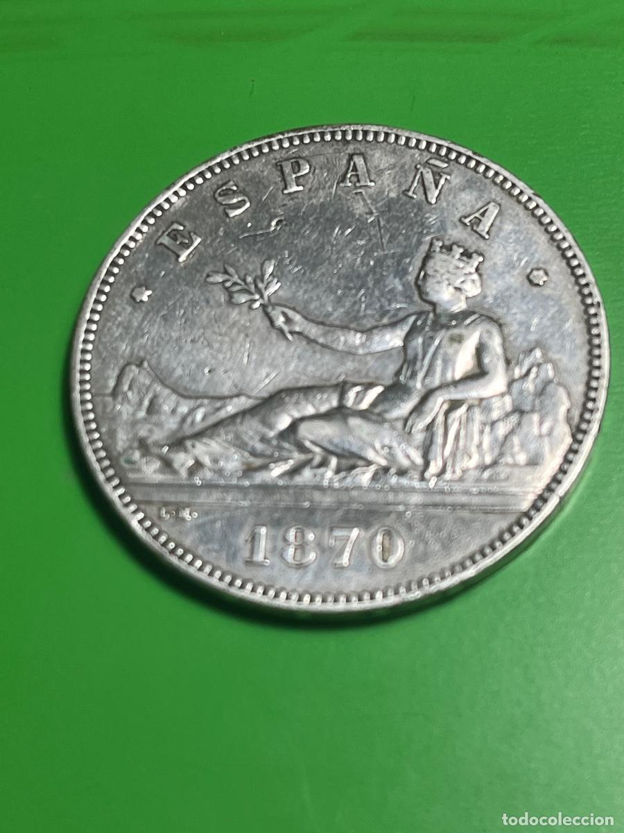 Monedas de Espa&ntilde;a: 1870. Espa&ntilde;a 5 pesetas de plata.