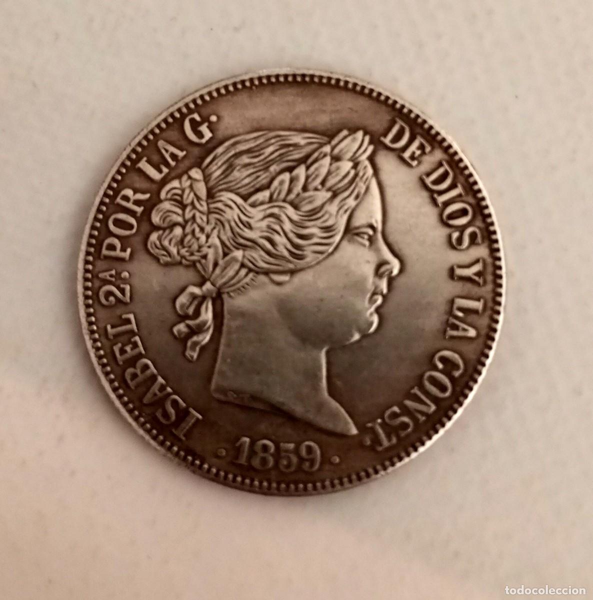 Monedas de Espa&ntilde;a: ISABEL II - 20 REALES - 1859 - ESTRELLAS DE 6 PUNTAS
