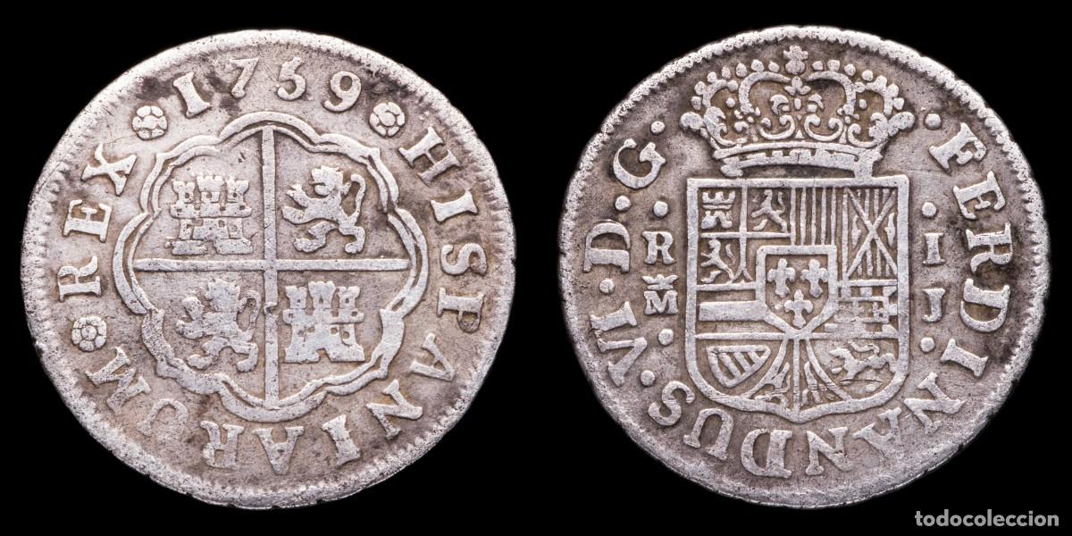 Monedas de Espa&ntilde;a: 1759, 1 Silver Real Ferdinand VI, Madrid (J) - 21 mm / 2,88 gr.