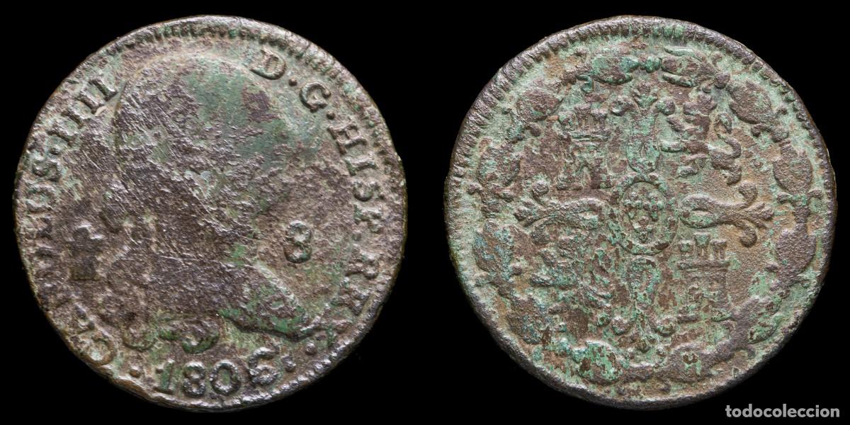 Monedas de Espa&ntilde;a: 1806, 8 Maravedis Charles IV, Segovia Mint - 31 mm / 10,18 gr.