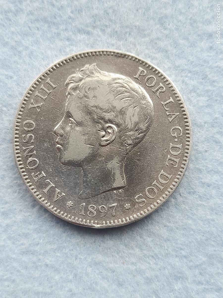 Monete da Spagna: Alfonso XIII. 5 Pesetas. A&ntilde;o 1897. S.G - V. Plata.