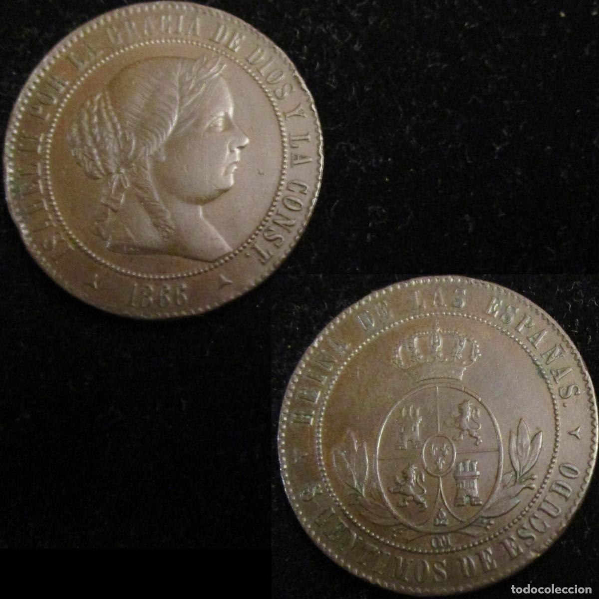 Monedas de Espa&ntilde;a: *GUTSE*817-ISABEL II, 5 C&Eacute;NTIMOS DE ESCUDO 1866, SEGOVIA OM, EBC-.