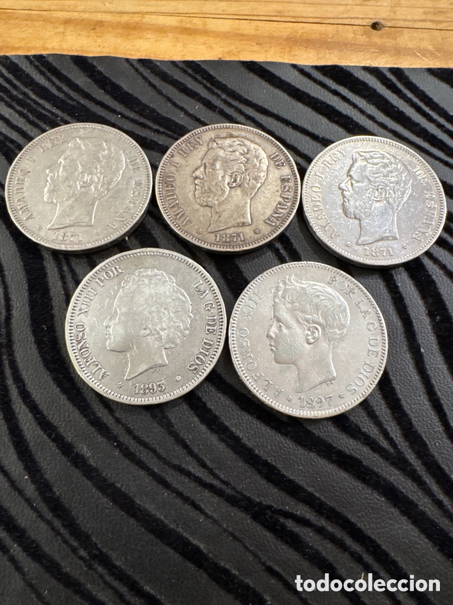 Monete da Spagna: Lote de 5 monedas de plata diferentes . Amadeos, Alfonso XIII