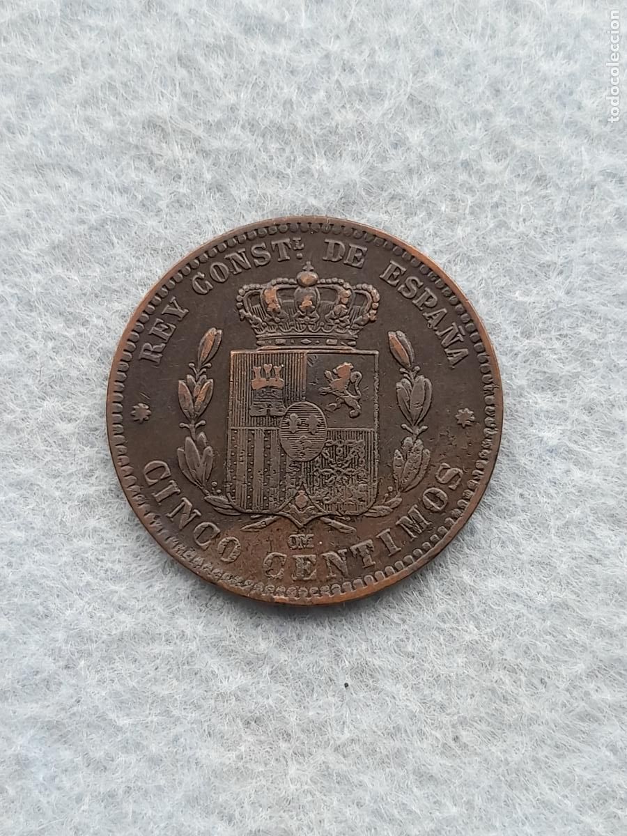 Monedas de Espa&ntilde;a: Alfonso XII. 5 C&eacute;ntimos. A&ntilde;o 1879. - Foto 2