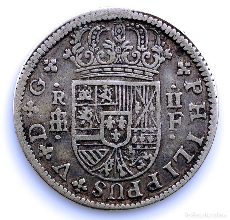 Monedas de Espa&ntilde;a: SC. Spain-Felipe V. 2 reales 1721 F Segovia. Plata 5,4 g.