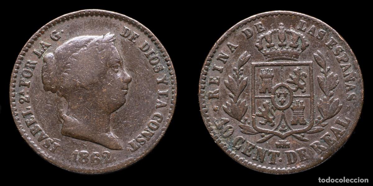 Monedas de Espa&ntilde;a: 1862, 10 Centimos de Real Isabella II, Segovia Mint - 20 mm / 3,63 gr.