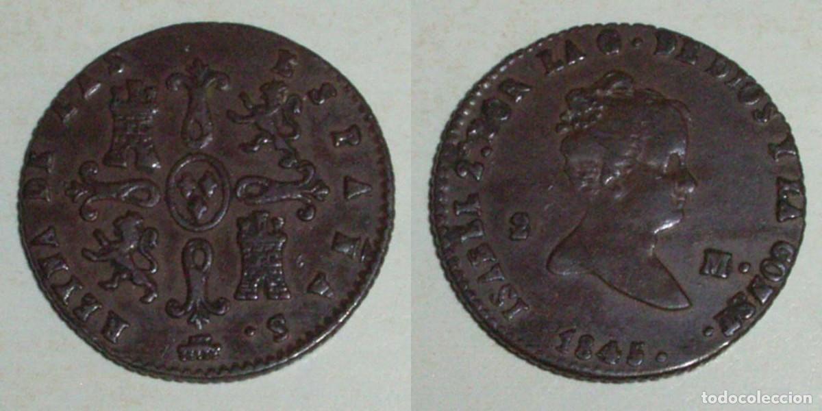 Monedas de Espa&ntilde;a: 2 Maravedis 1845 Segovia