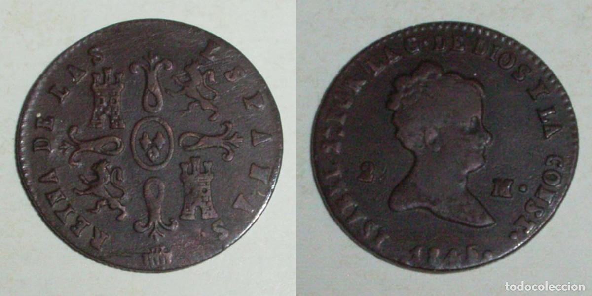 Monedas de Espa&ntilde;a: 2 Maravedis 1845 Segovia CU MBC+ 29,00