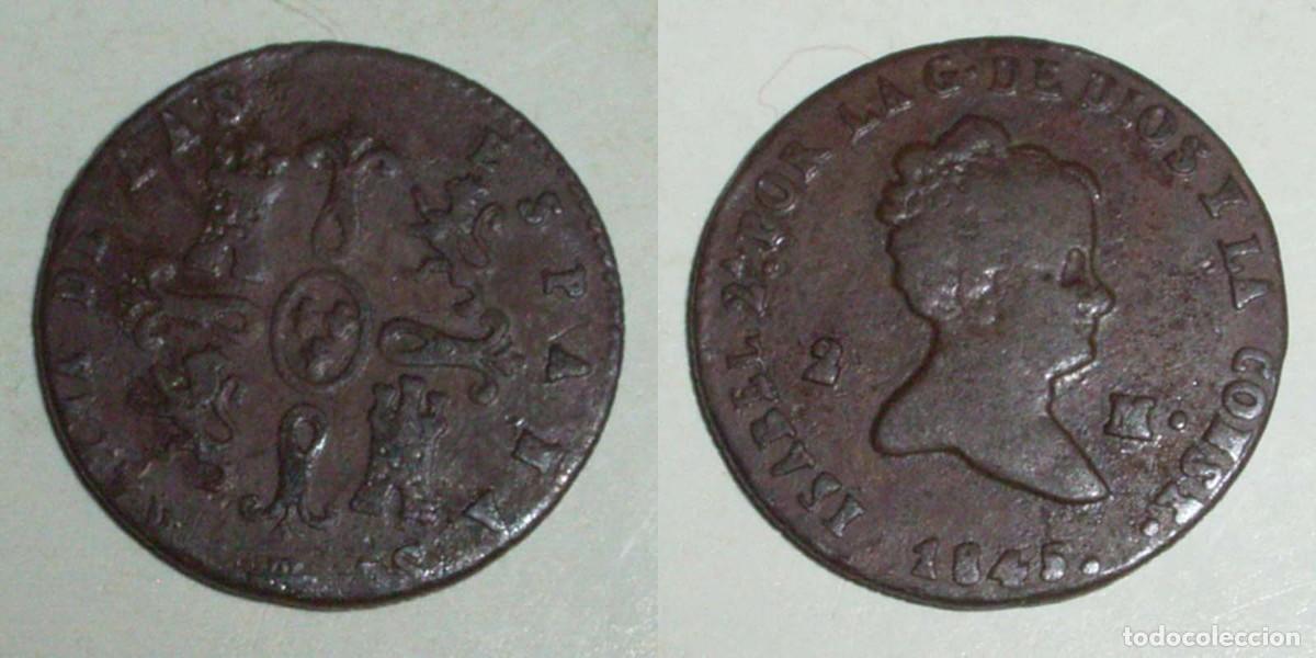 Monedas de Espa&ntilde;a: 2 Maravedis 1845 Segovia
