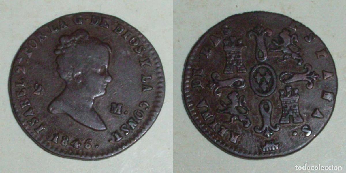 Monedas de Espa&ntilde;a: 2 Maravedis 1846 Segovia