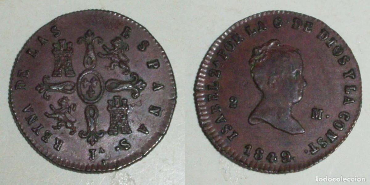 Monedas de Espa&ntilde;a: 2 Maravedis 1849 Jubia-JA
