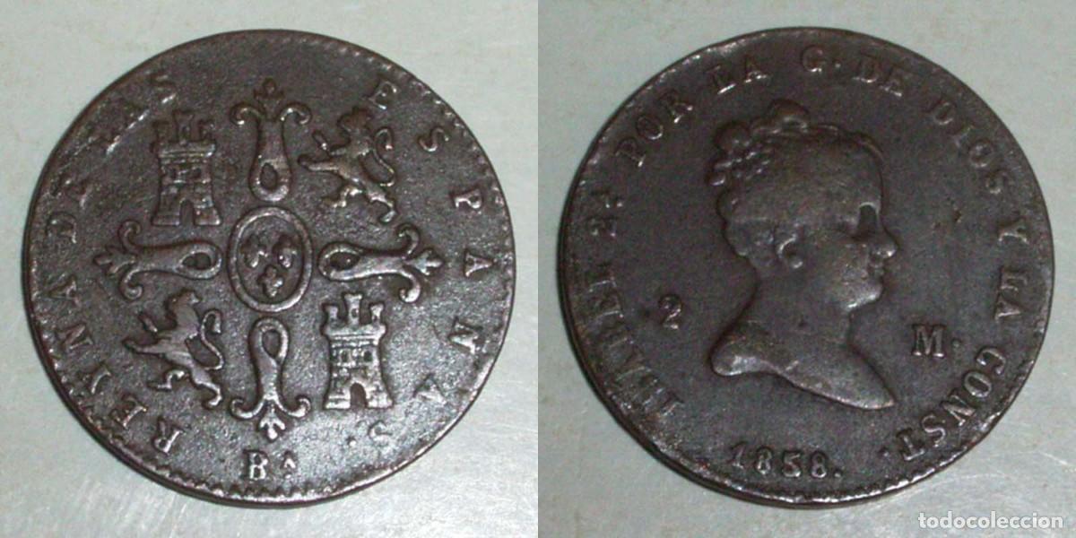 Monedas de Espa&ntilde;a: 2 Maravedis 1858 Barcelona