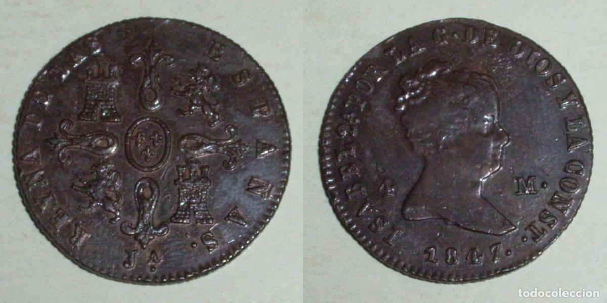 Monedas de Espa&ntilde;a: 4 Maravedis 1847 Jubia
