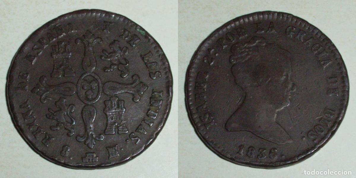 Monedas de Espa&ntilde;a: 8 Maravedis 1836 Segovia