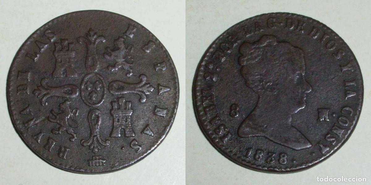 Monedas de Espa&ntilde;a: 8 Maravedis 1838 Segovia