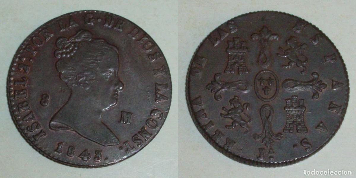 Monedas de Espa&ntilde;a: 8 Maravedis 1843 Segovia