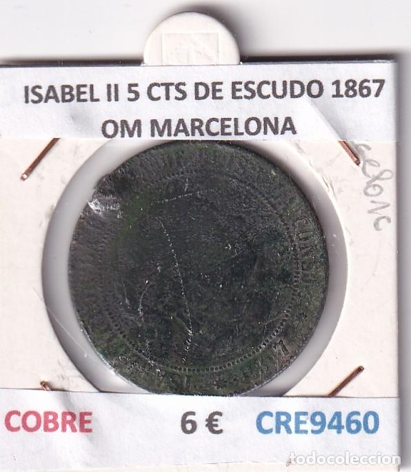 Monedas de Espa&ntilde;a: CRE9460 MONEDA ESPA&Ntilde;A ISABEL II 5 CENTIMOS DE ESCUDO 1867 OM BARCELONA