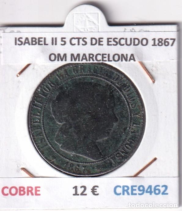 Monedas de Espa&ntilde;a: CRE9462 MONEDA ESPA&Ntilde;A ISABEL II 5 CENTIMOS DE ESCUDO 1867 OM BARCELONA