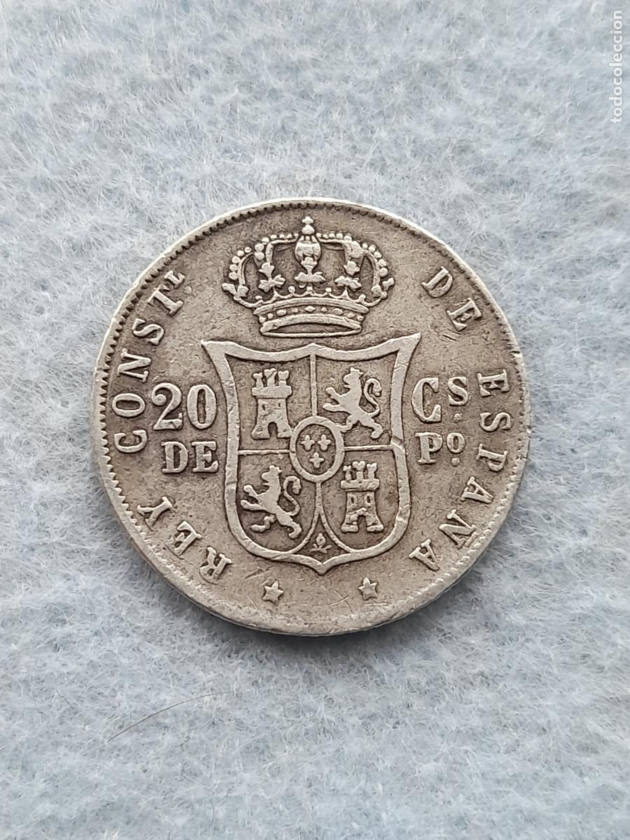 M&uuml;nzen von Spanien: Alfonso XII. 20 Centavos. A&ntilde;o 1883. Manila. Plata.