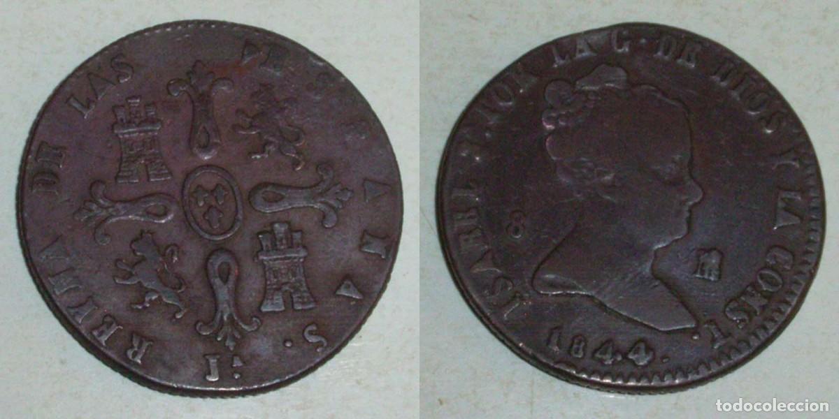 Monedas de Espa&ntilde;a: 8 Maravedis 1844 Jubia