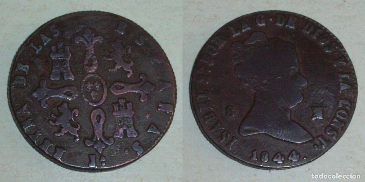 Monedas de Espa&ntilde;a: 8 Maravedis 1844 Jubia