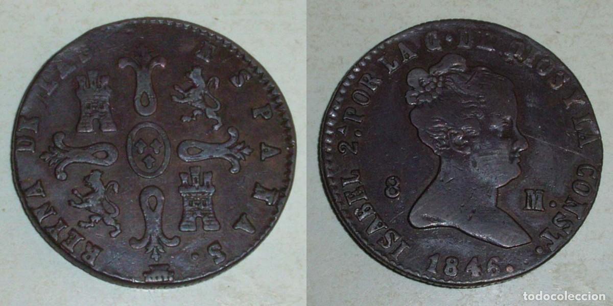Monedas de Espa&ntilde;a: 8 Maravedis 1844 Jubia CU MBC- 24,00