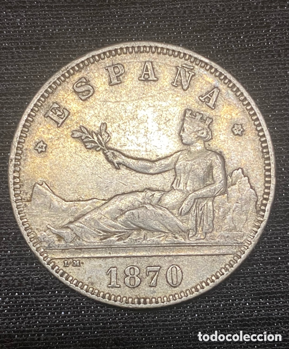 Monedas de Espa&ntilde;a: 2 peqsetas 1870. Estrellas 18-75