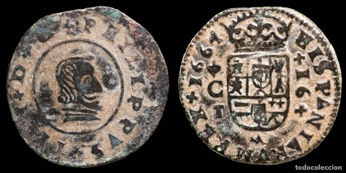 Monedas de Espa&ntilde;a: 1664, 16 Maravedis Philips IV, Cordoba Mint - 26 mm / 3.76 gr.