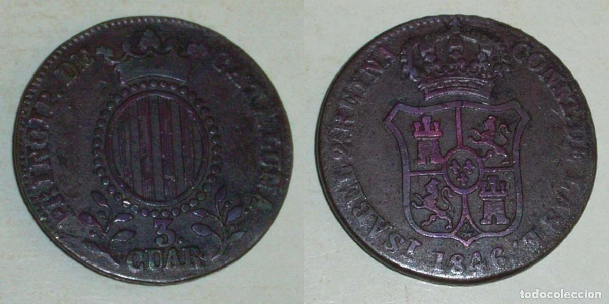 Monedas de Espa&ntilde;a: 3 Cuartos 1846 Catalu&ntilde;a