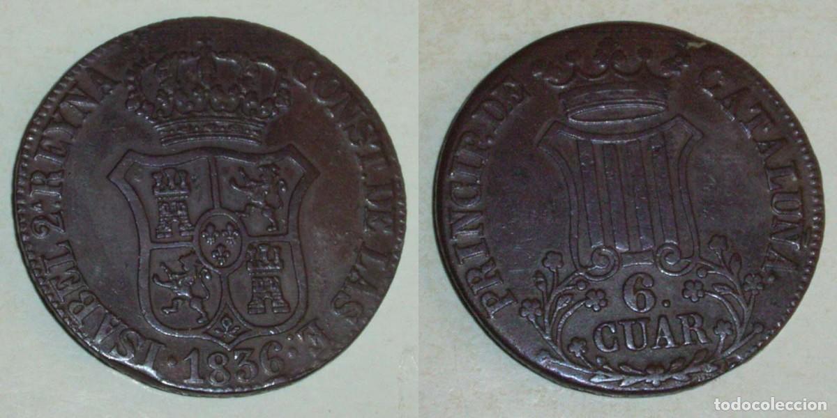 Monedas de Espa&ntilde;a: 6 Cuartos 1836 Catalu&ntilde;a - Foto 1